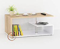 Столик журнальный, кофейный столик, пришитый стол из ДСП. КОД: S-07 Дуб сонома + белый