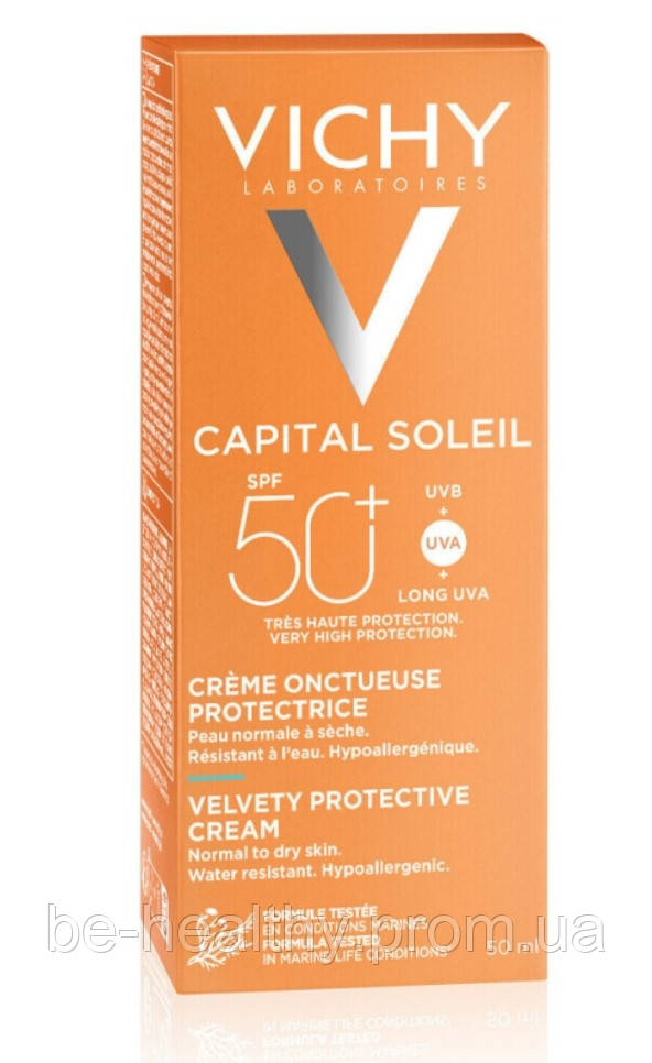 Солнцезащитный крем для нормальной и сухой кожи лица,Vichy Capital Soleil Creamy Protective Cream SPF50+, 50мл - фото 5 - id-p2105438919