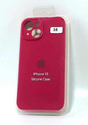 Чохол силіконовий для телефону iPhone 15 Silicone Case Orig FULL Camera №35 rose red 4you, фото 1