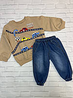 Нереально классный костюм с джинсами на мальчика на 9, 12, 18, 24 мес