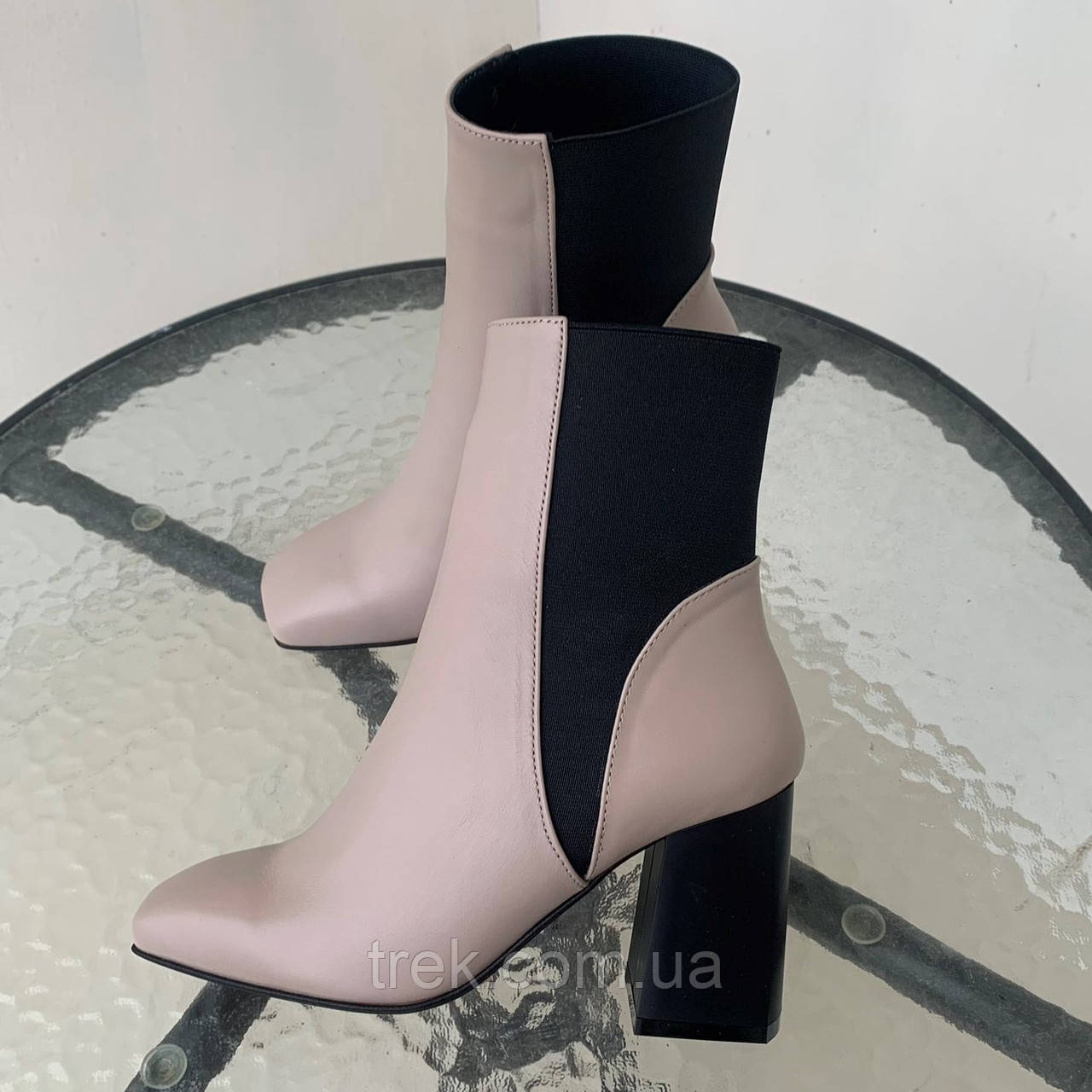 Черевики на каблуку шкіряні бежеві /23440/ 38р, фото 1