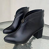 Черевики на каблуку шкіряні чорні /23439/ 37р, фото 2