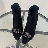 Черевики на каблуку замшеві чорні /23438/ 39р, фото 2