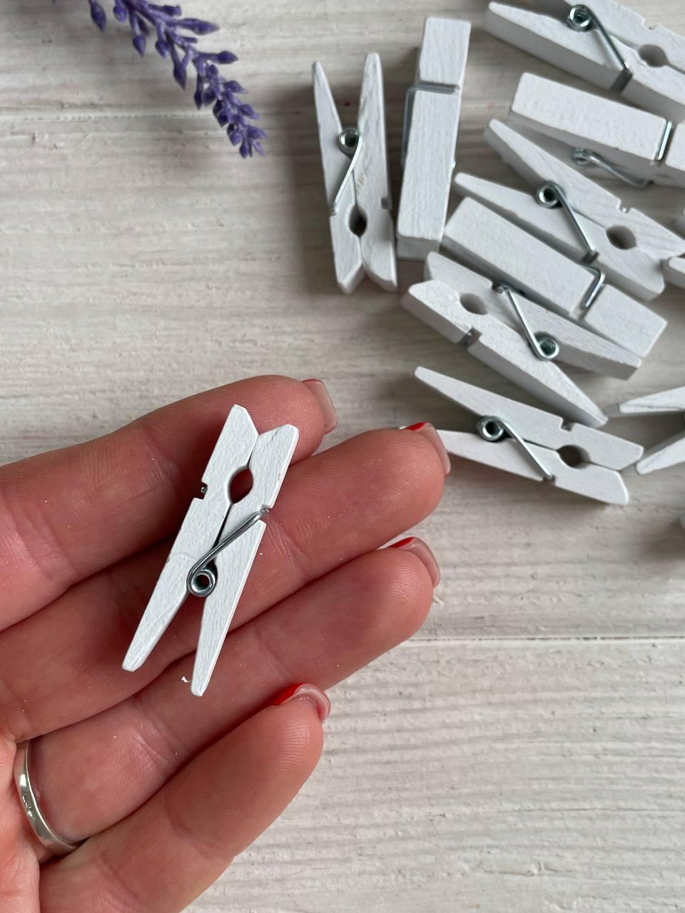 Прищіпки дерев'яні 3,5 * 0,9 см , білі   100 шт