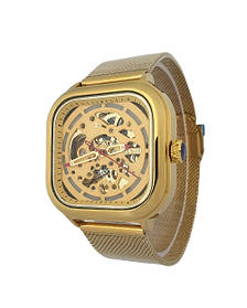 Чоловічий механічний стрілочний годинник скелетон з автопідзаводом Skmei 9184 GD