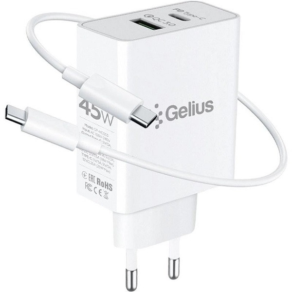 Мережевий ЗП Gelius Pro X-Duo Pro GP-HC053 45W White + Кабель Type-C/Type-C