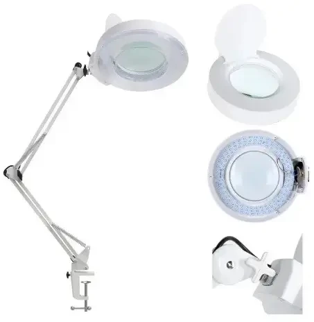 Настільна лампа лупа з лінзою 25w 5d, лампа для майстра манікюру світлодіодна Led AF-34, лампа на струбціні, лампочка лампа лупа