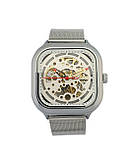 Чоловічий механічний стрілочний годинник скелетон з автопідзаводом Skmei 9184 SI, фото 2