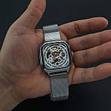 Чоловічий механічний стрілочний годинник скелетон з автопідзаводом Skmei 9184 SI, фото 4