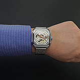 Чоловічий механічний стрілочний годинник скелетон з автопідзаводом Skmei 9184 SI, фото 5