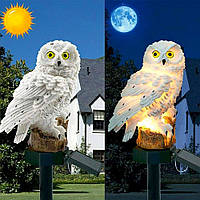 Садовый светильник на солнечной батарее "Сова", 15,5 см / Уличный фонарь в виде совы / Газонный светильник