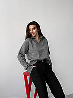Женский свитер поло с рукавом регланом (р. 42-46) 4043329