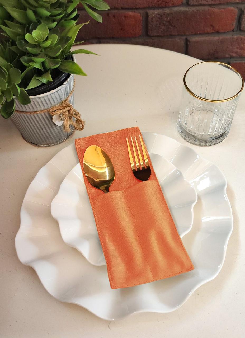 Конверт куверт для столовых приборов Чехлы для ложек и вилок оранжевый, морковный - фото 2 - id-p2105450272