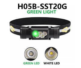 Налобний потужний ліхтар Sofirn H05B USB (Зелене світло), фото 2