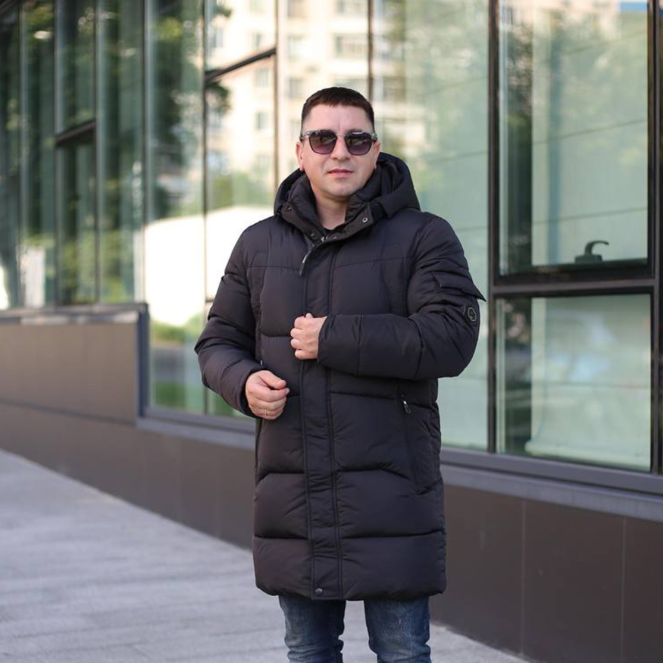 Подовжена стильна чоловіча зимова куртка Black Vinyl C23-2278C Чорний, 46, фото 1