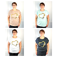 Жіноча котонова футболка БАТАЛ (р-ри: 54-60) 462-54 (в уп. один колір) вир-во Туреччина.