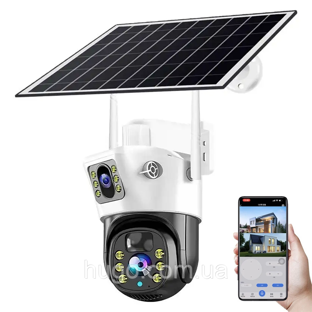Уличная камера видеонаблюдения с двумя линзами 4G, V36-4G SOLAR ...