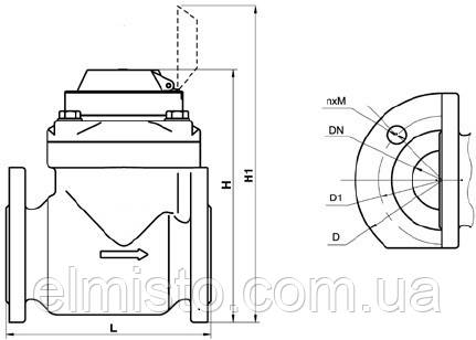 Габариты водосчетчика Gross WPW-UA 65/200 Ду 65