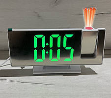 Дзеркальний настільний годинник із проєкцією часу на стелю Gaosio DS-3618LP від USB, зелена підсвітка, червоний