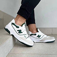 Мужские белые кроссовки NB 550 со вставками зеленого цвета 40 р (25,5 см)