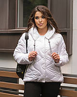 Женская короткая куртка весенняя стеганая больших размеров 48-50, 52-54, 56-58 белая