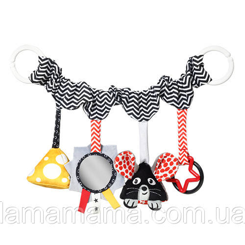 Дитяча розвиваюча іграшка підвіска на коляску, автокрісло Мишеня та сир 0+ BabyOno, фото 1