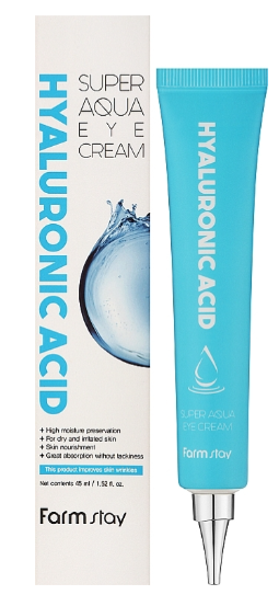 Суперзволожуючий крем для шкіри навколо очей з гіалуроновою кислотою FarmStay Hyaluronic Acid Super Aqua 45 мл