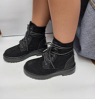 Демісезонні черевики жіночі зручні весняні чорні на шнурівці на низькому ходу модні весна 2024 А12231050