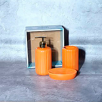 Набор аксессуаров для ванной комнаты 3 пр. керамика оранжевый