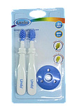 Набір із двох щіточок для ясен і перших зубів Lindo з безпечним кільцем Блакитний, фото 2
