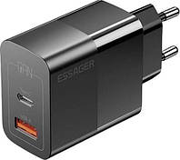 Зарядний пристрій Essager Pinchen 33W Travel Phone Charger USB A + TYPE C EU Black (ECTAC-PCB01-P)