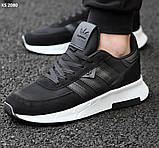 Кроссовки мужские черные с белой подошвой 40, Кросівки Adidas Black and White (чорно/білі), фото 3