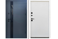 Дверь входная QDoors, серия Стрит, модель Элегант, метал Антрацит 7021 фарба/МДФ+ біле дерево