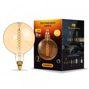 LED лампа VIDEX Filament G200FASD 8W E27 2200K дімерна бронза, фото 1