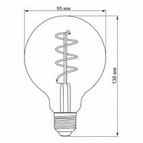 LED лампа VIDEX Filament G95FGD 4W E27 2100K дімерна графіт, фото 5