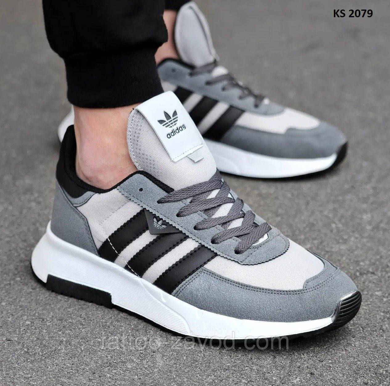 Кроссовки мужские 40  Adidas Dark Gray with White (сірі), фото 1