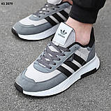 Кроссовки мужские 40  Adidas Dark Gray with White (сірі), фото 5