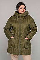 Довга весняна куртка прямого крою на тинсулейті Детройт великих розмірів 50-60 розміри різні кольори хакі
