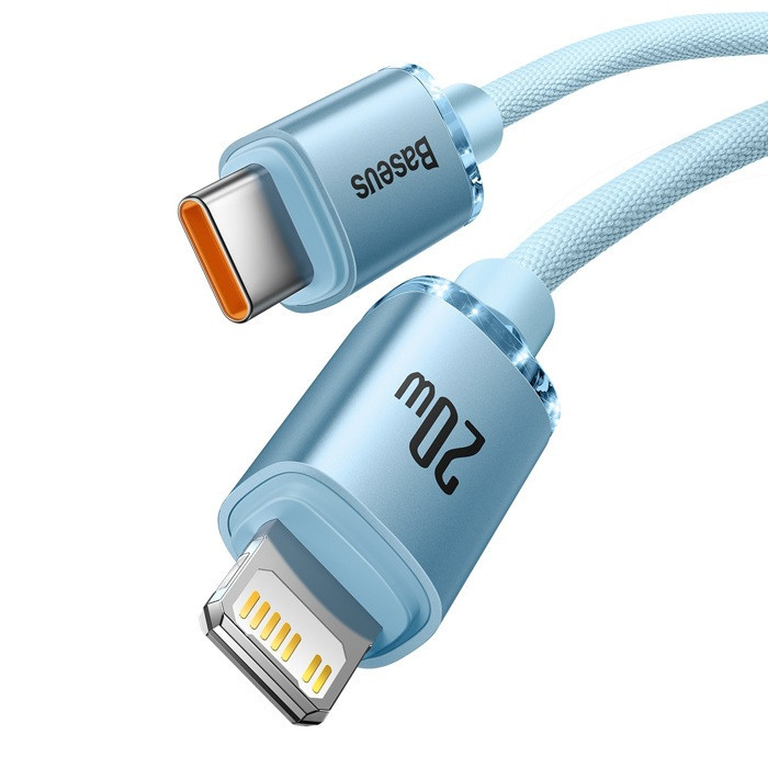 Кабель для швидкої зарядки Type-C на Lightning PD 20W Baseus Crystal Shine Series 2м (світло-синій)