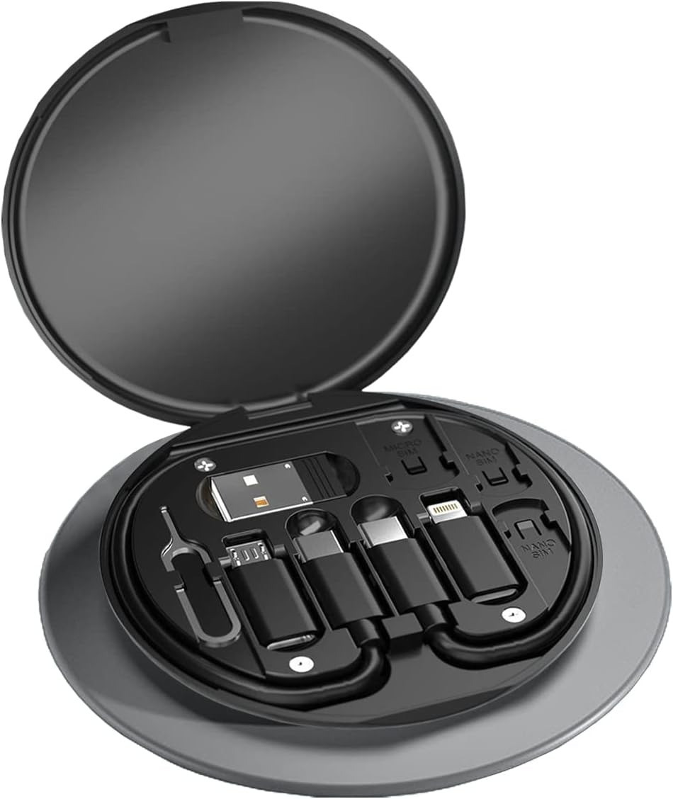 Органайзер з перехідниками для телефона 60 Вт Type-C Micro USB Lighting USB A Power Pod 60 Вт Чорний