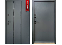 Двери входные QDoors, серия Стрит, модель Пиано, металл антрацит краска/МДФ антрацит