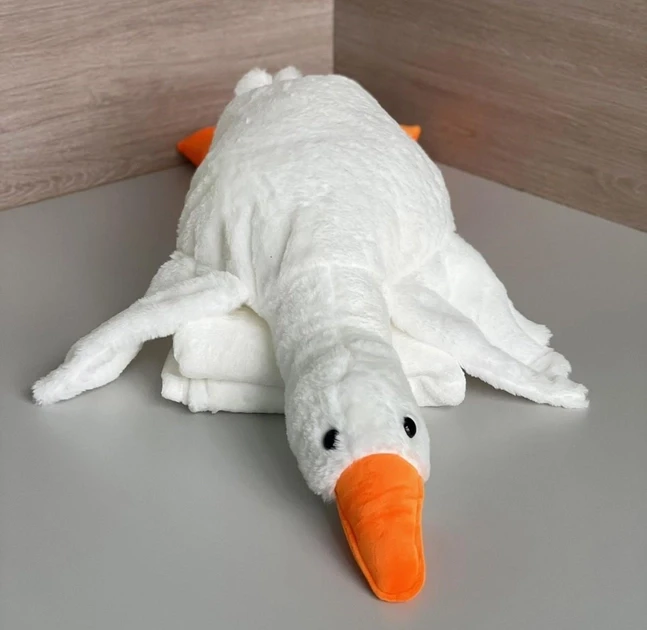 Ідеальний подарунок подушка-іграшка з пледом 3 в1 My Kigu Гусак — обіймайданчик антистрес м'яка велика 90 см білий