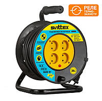Удлинитель на катушке с термозащитой 30м, 2х1,5 мм² черный кабель SVITTEX