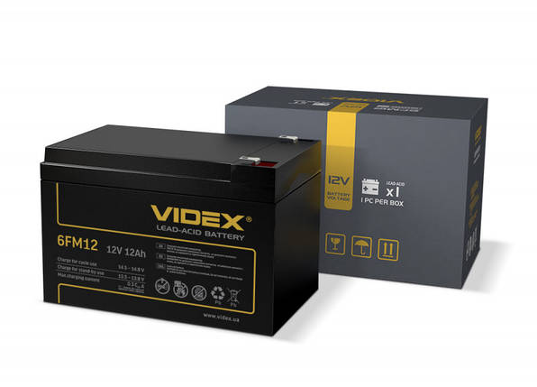 Акумулятор свинцево-кислотний Videx 6FM12 12V/12Ah color box 1, фото 1