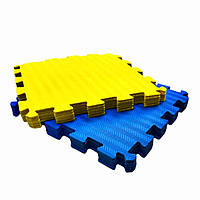 Комплект дитячих татами 30х30х0,5см 10шт IZOLON EVA KIDS (килимок-пазл ластівчин хвіст) жовто-синій