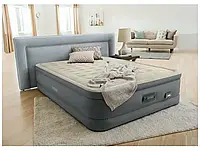Надувная двуспальная кровать Intex 64926 ND Серый (203x152x46 см) со встроенным электрическим насосом