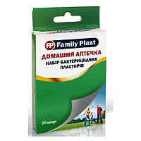 Набір пластир.мед.бакт.Дом.аптечка №20(ткан 25х72мм-5шт;полім 25х72мм-5шт;н/ткан 25х72мм-5шт;19x19mm-5шт) FP Family Plast