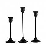 Набір з 3 металевих чорних підсвічників на тонкій ніжці Антрацит (9062-003)