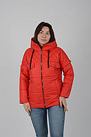Женская стеганая красная куртка жилетка трансформер с отстежными рукавами, весна осень