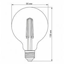 LED лампа VIDEX Filament G95FAD 7W E27 2200K дімерна бронза, фото 5